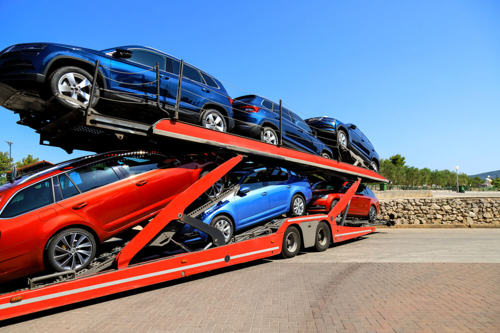 Open Car Carrier Transporting Multiple Vehicles Tennesse